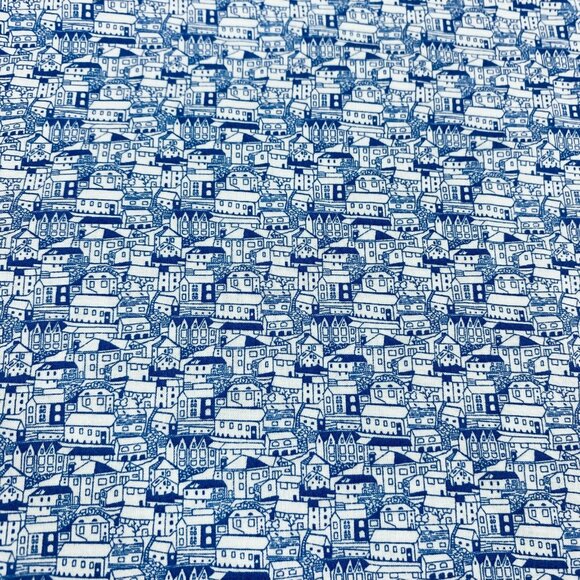 Ike Behar Shirt Mens Large Blue Village Houses Print Casual Sport Button Up - Picture 2 of 12